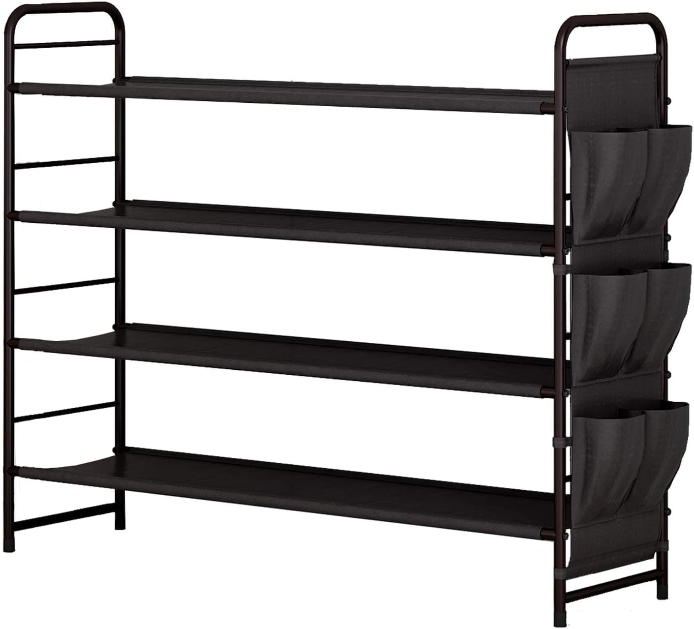 Shoe Rack Storage Organizer 4 Tier Free Standing Metal Shoe Shelf - Bronze