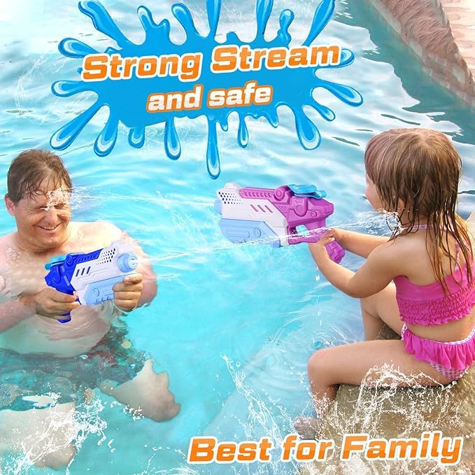 4 Pack Water Guns for Kids Adults - Super Squirt Watergun Soaker Long Shooting R