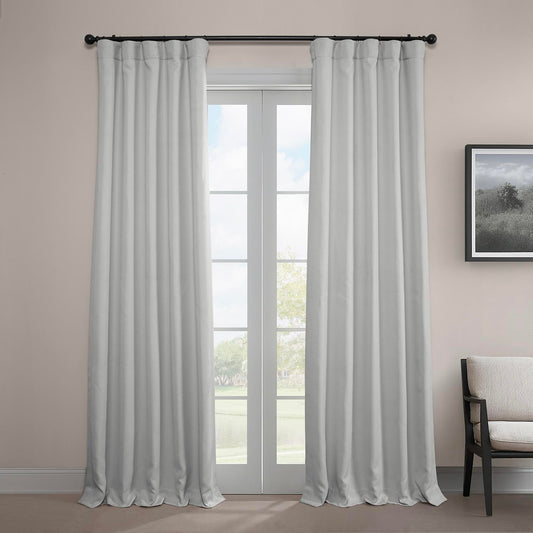 Faux Linen Room Darkening Curtains - 1 Panel, 50W X 96L, Color Oyster