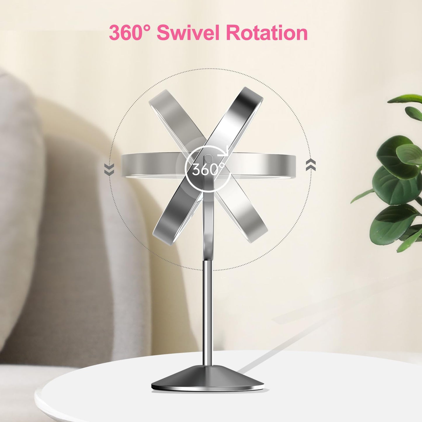 LOVESPEJO Lighted Makeup Mirror with Magnification, 8" 10X, Rechargeable Chrome