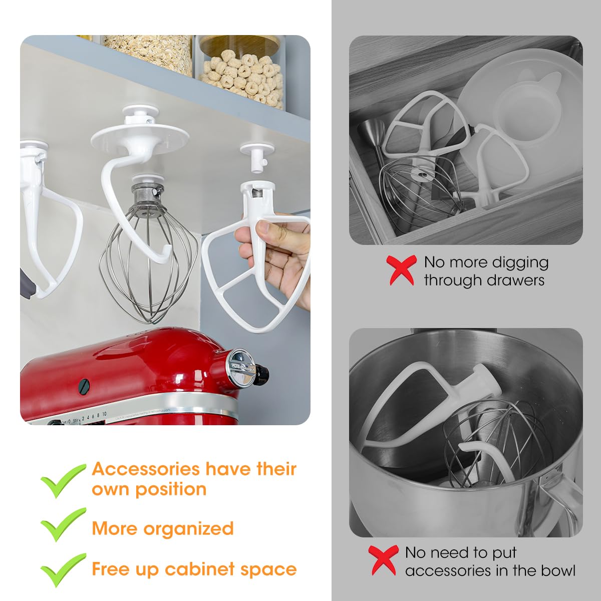 Aieve 4 Pack Stand Mixer Attachment Holders Compatible with Kitchenaid Mixer Acc