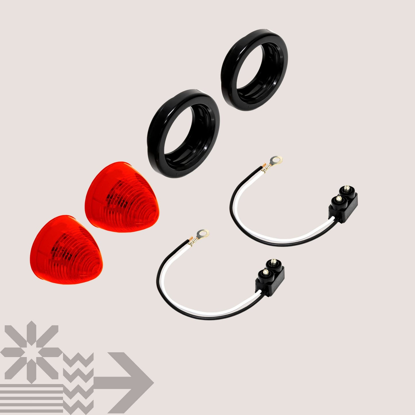 TRUE MODS 2pc, 2 Inch Round Red Beehive LED Boat Trailer Marker Light