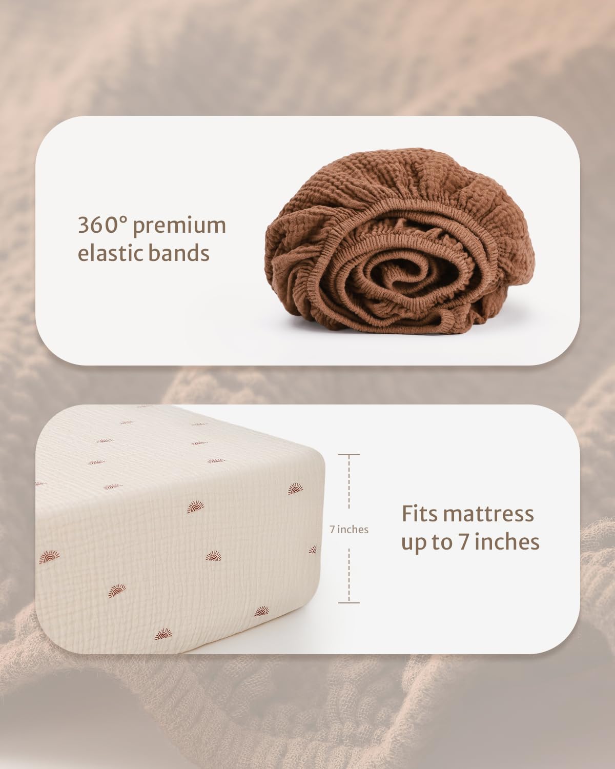 Blissful Diary Muslin Crib Sheets Boho Neutral Soft Cotton Baby  52''x28'' 2Pack