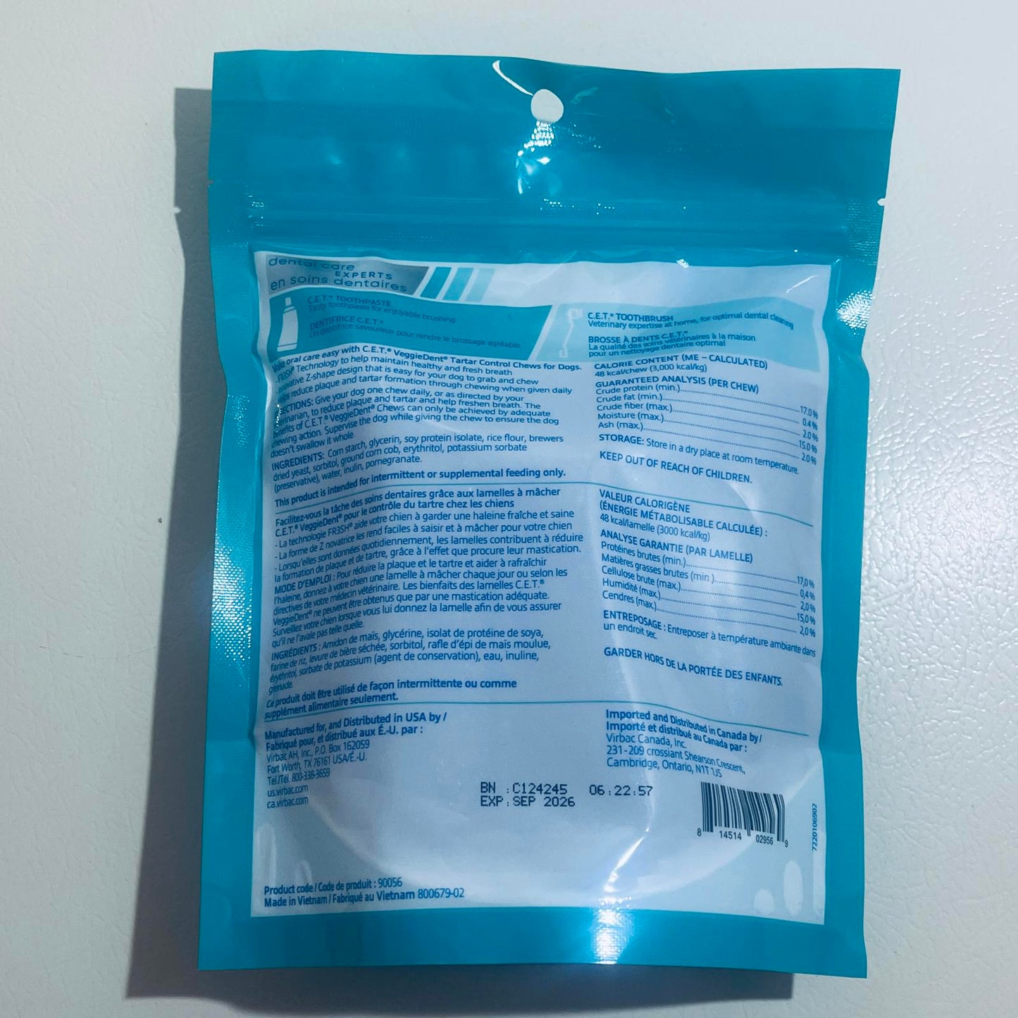 Virbac C.E.T. Veggiedent FR3SH Tartar Control Chews for Dogs, Small Size