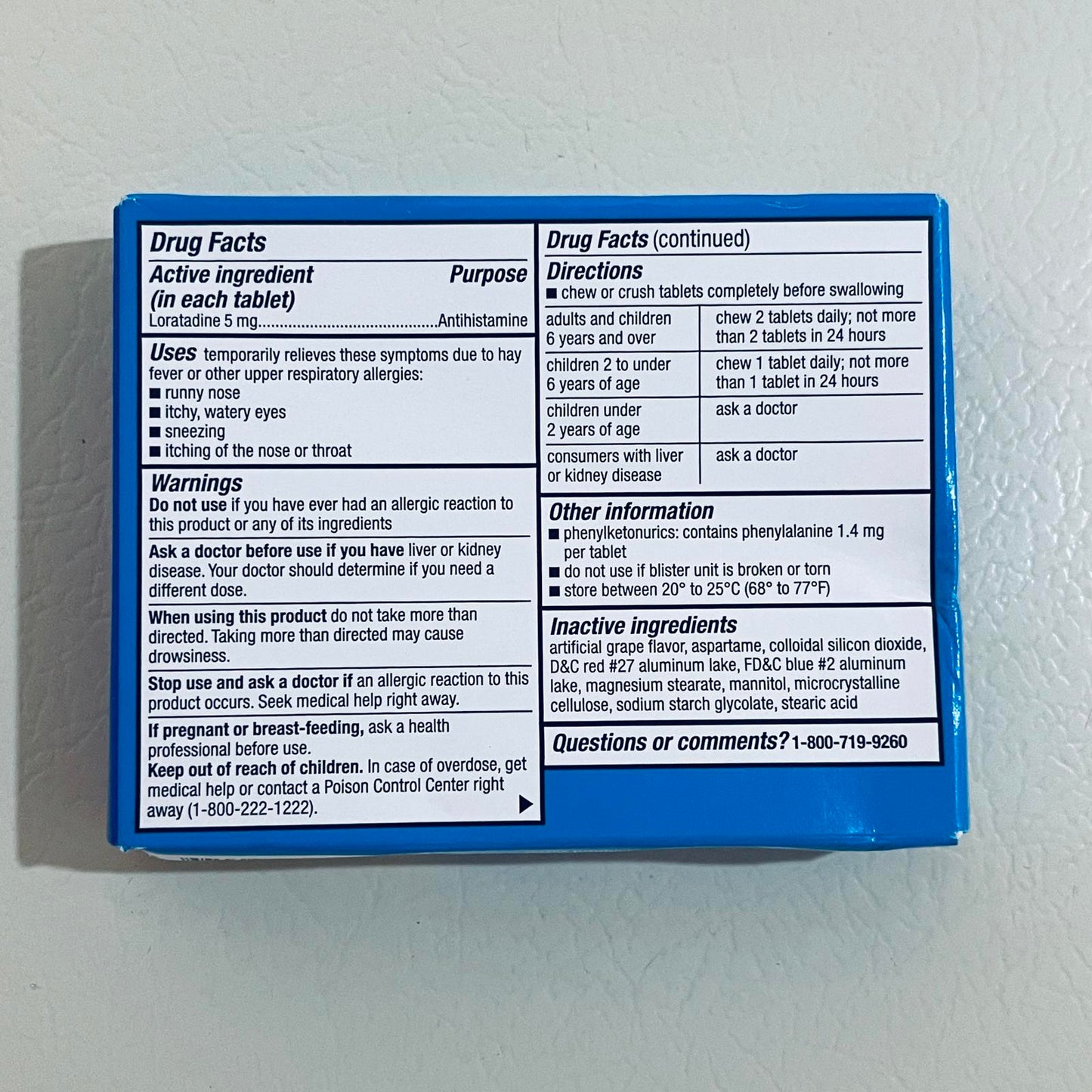 Amazon Basic Care Children's Allergy Relief Loratadine Chewable Tablets, 5 mg, 20 Count EXP 9/2026