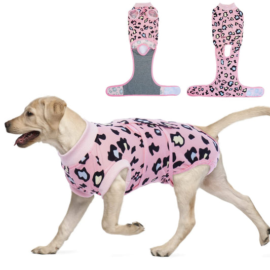 Recovery Suit for Dogs After Surgery Soft Breathable Dog - Pink Leopard XXL