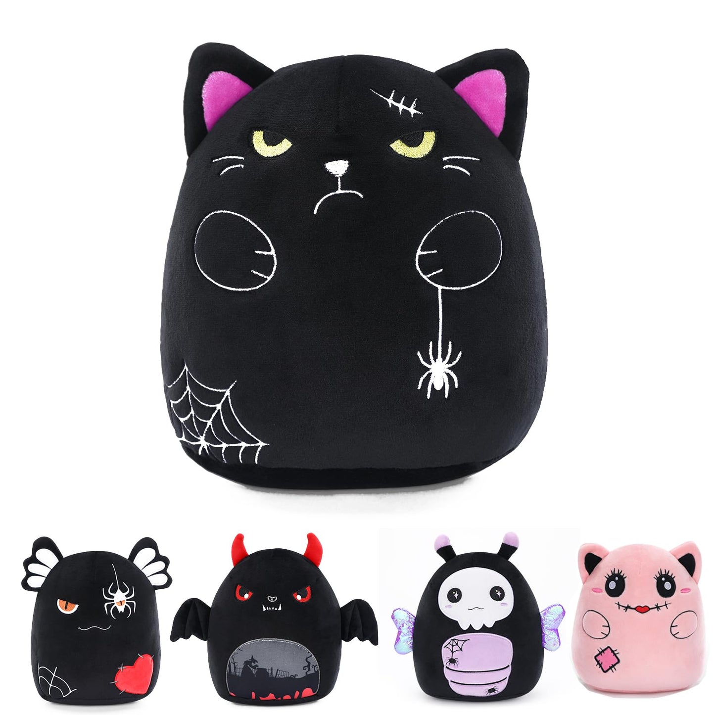 cheerdecor Black Cat Plush - 9" Halloween Cat Stuffed Animals Plush Pillow -Ebon