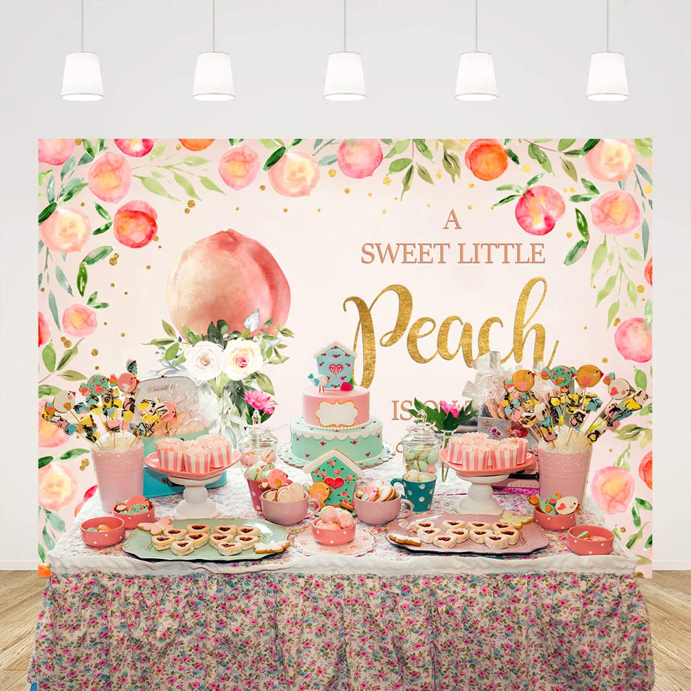 7x5ft A Sweet Little Peach is On The Way Backdrop for Baby Shower Pink Peach