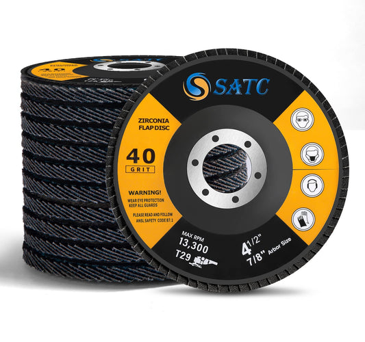 S SATC Flap Discs 4-1/2 Inch 40 Grit Zirconia Grinding Wheel Type 29 - 10 Pack