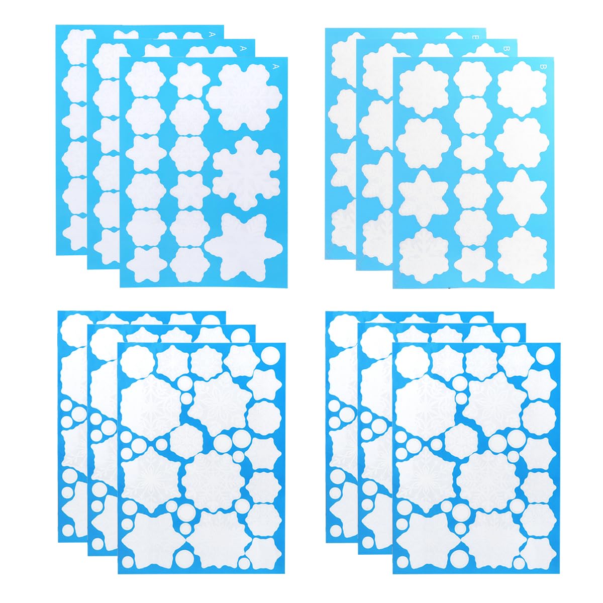 318 Pcs Snowflakes Clings Decoration White Christmas Window Stickers 10 Sheets