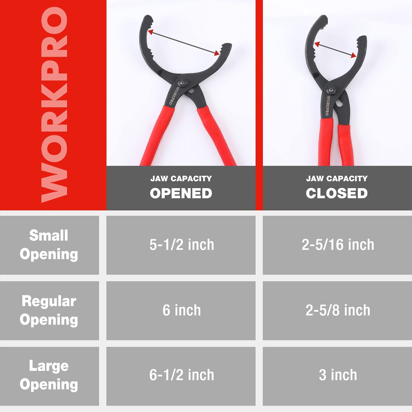 WORKPRO 12" Adjustable Oil Filter Pliers, Wrench Adjustable Oil Filter Removal