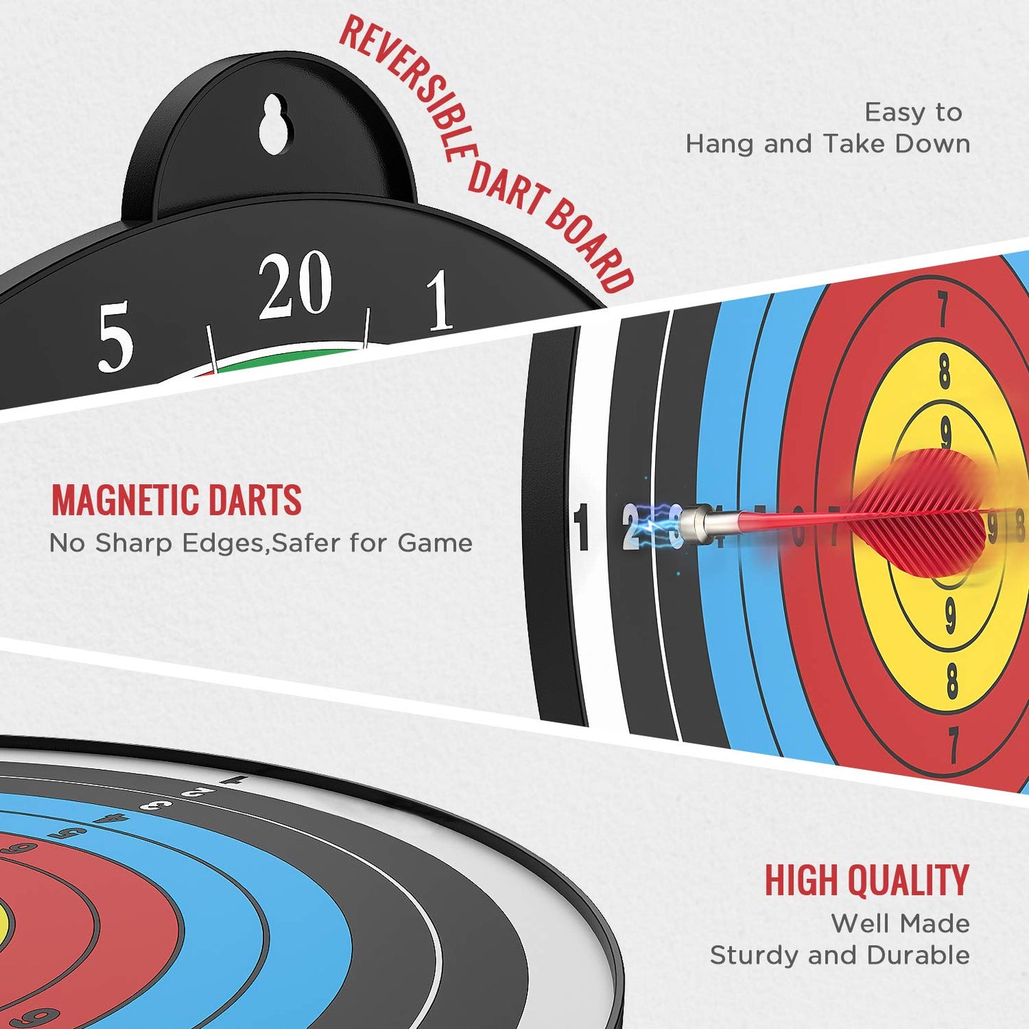 Magnetic Dart Board, 12pcs, Safe Indoor/Party Game for ages 5-12 and Adult