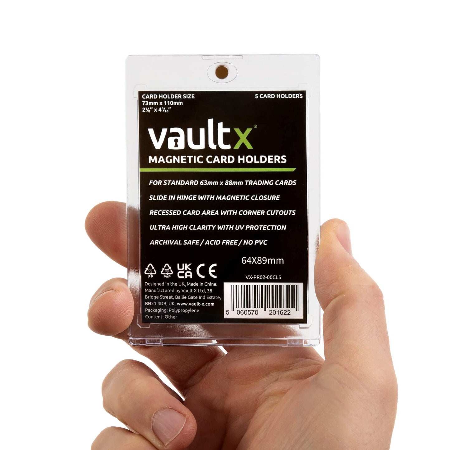 Vault X Magnetic Card Holders - 35pt for 2.5x3.5" / 64x89mm (5 Pack)