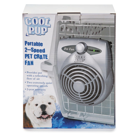 Cool Pup Crate Fan,8x6.25x2.5” in Size–Quiet Battery Built-in Thermometer,Silver