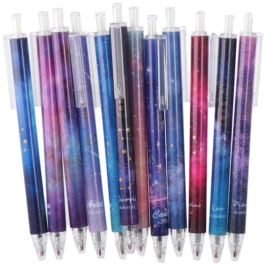 12 Pens - Constellations Star Astrology Horoscope Zodiac Sign Gifts, Cute, 0.5mm