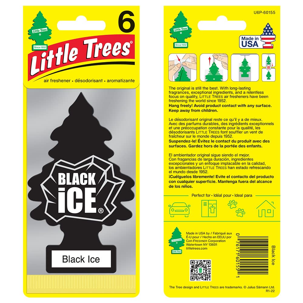 LITTLE TREES Car Air Fresheners, Scent for Auto or Home, Black Ice, 24-count