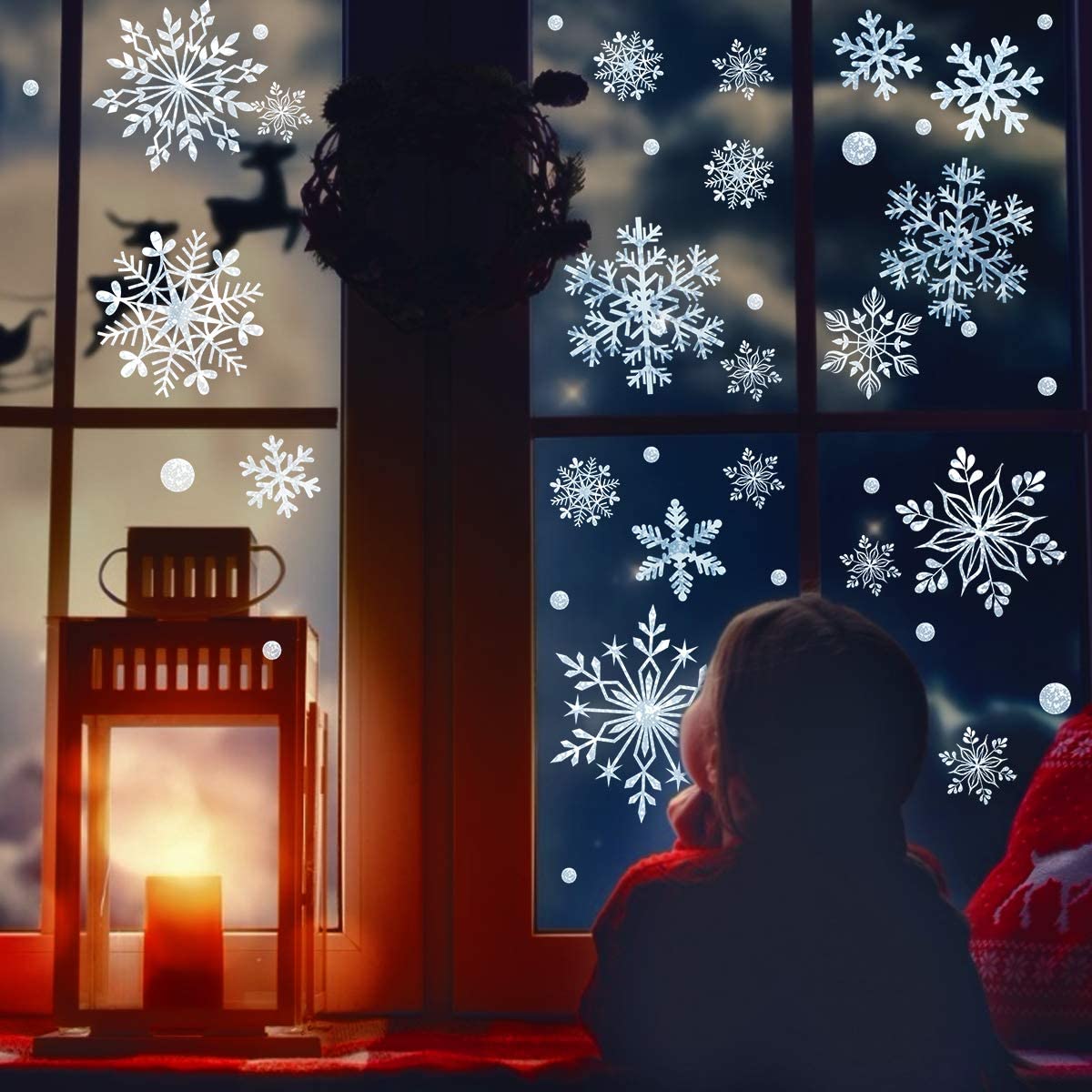 318 Pcs Snowflakes Clings Decoration White Christmas Window Stickers 10 Sheets