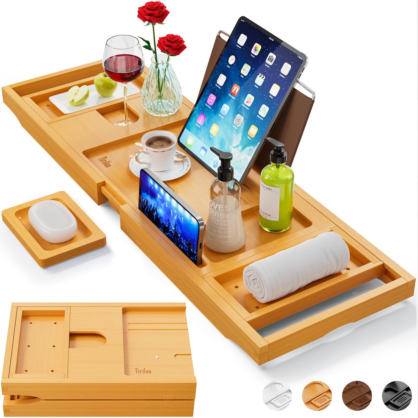 Premium Bathtub Tray Caddy - Expandable Bath Tray - Unique House Warming Gifts