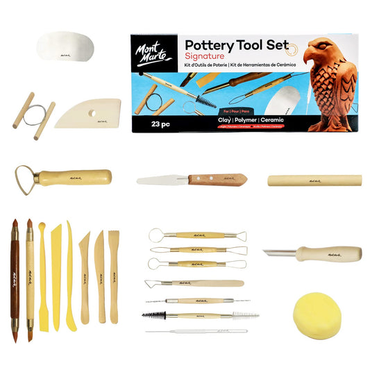Mont Marte Pottery Tool Set Signature 23pc, Clay, Polymer, Ceramic Sculptures