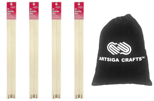 Regular Canvas Stretcher Bars 16 Inches x 3/4 Inch 4-Pack with Small Project Bag