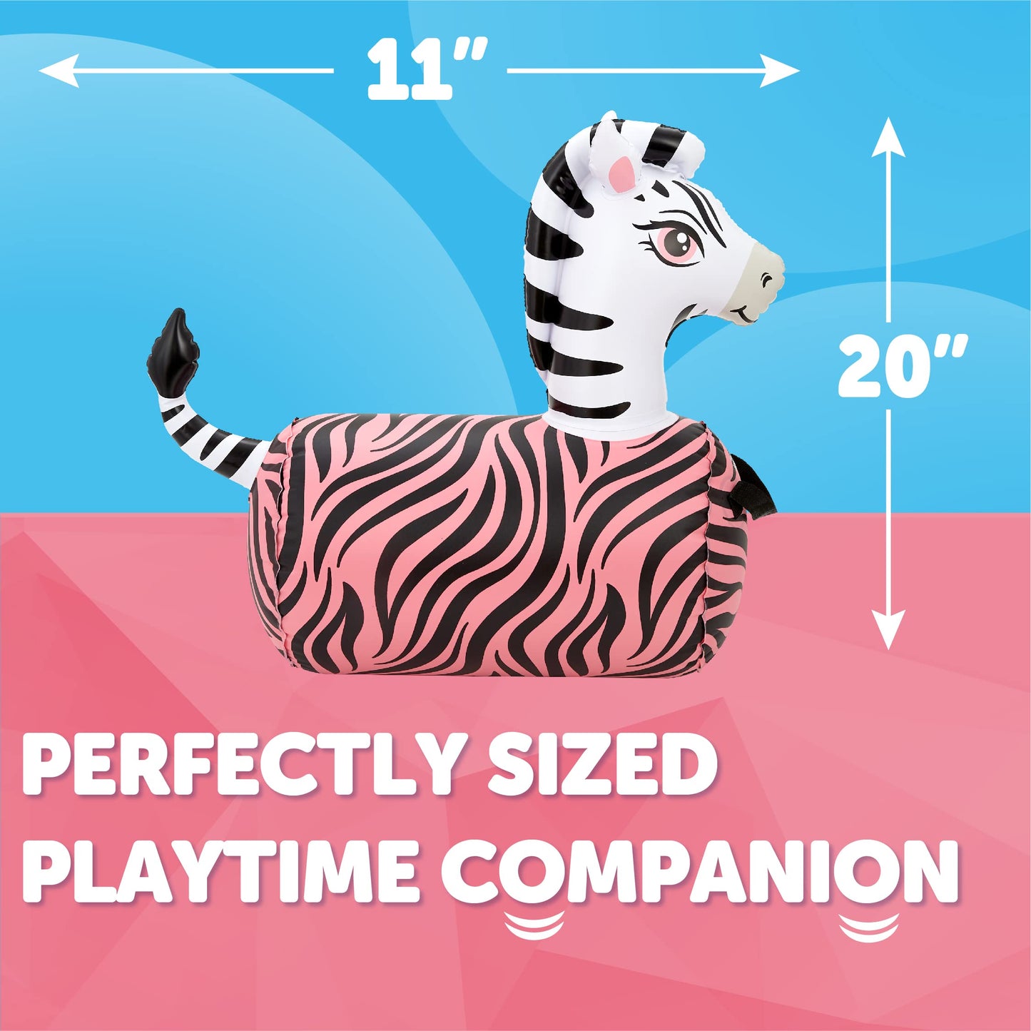 WADDLE Hip Hopper Inflatable Hopping Animal Bouncer Zebra, Ages 2 and Up