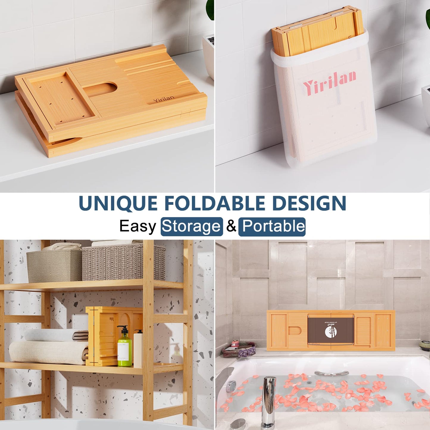 Premium Bathtub Tray Caddy - Expandable Bath Tray - Unique House Warming Gifts