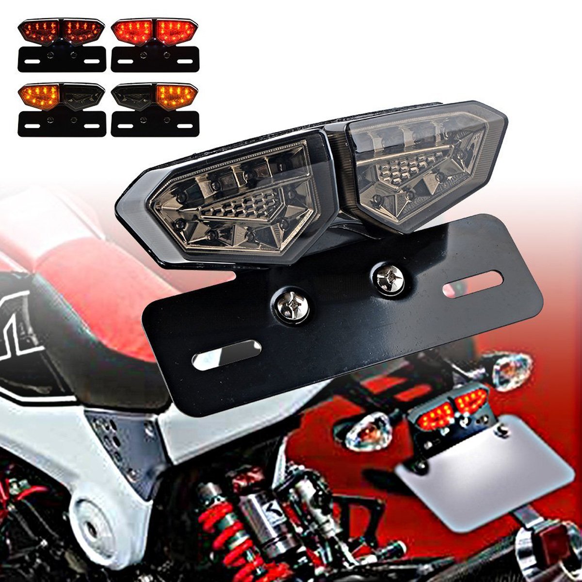 Turn Signal Lamp License Plate Bracket Smoke Lens Integrated Tail Light