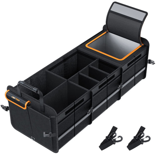 Large Trunk Organizer With Built-in Leakproof Cooler Bag, 2 Tie-Down Straps