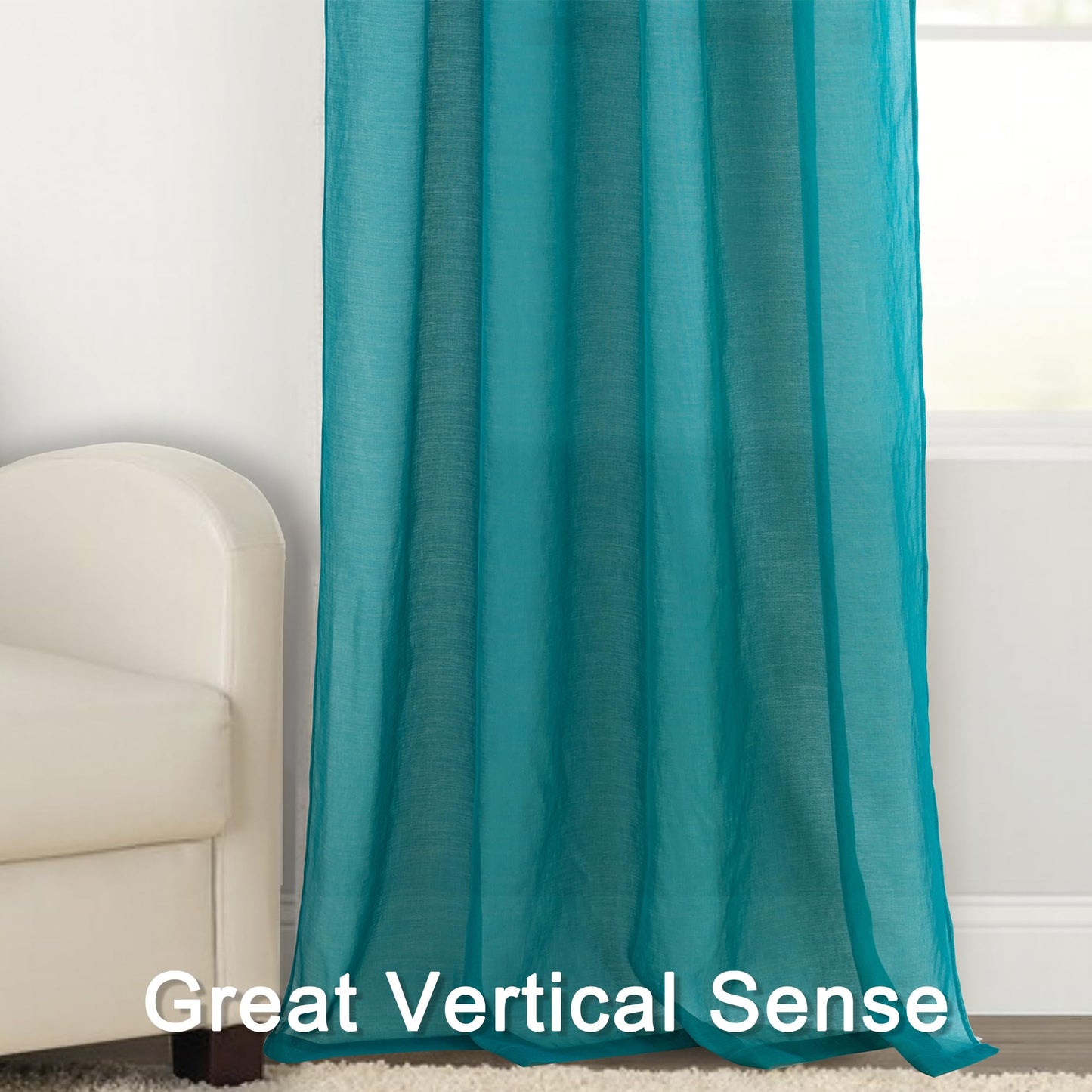 Semi Sheer Window Treatment Light Weight Slub Rod Pocket34"x95"Turquoise,2Panels