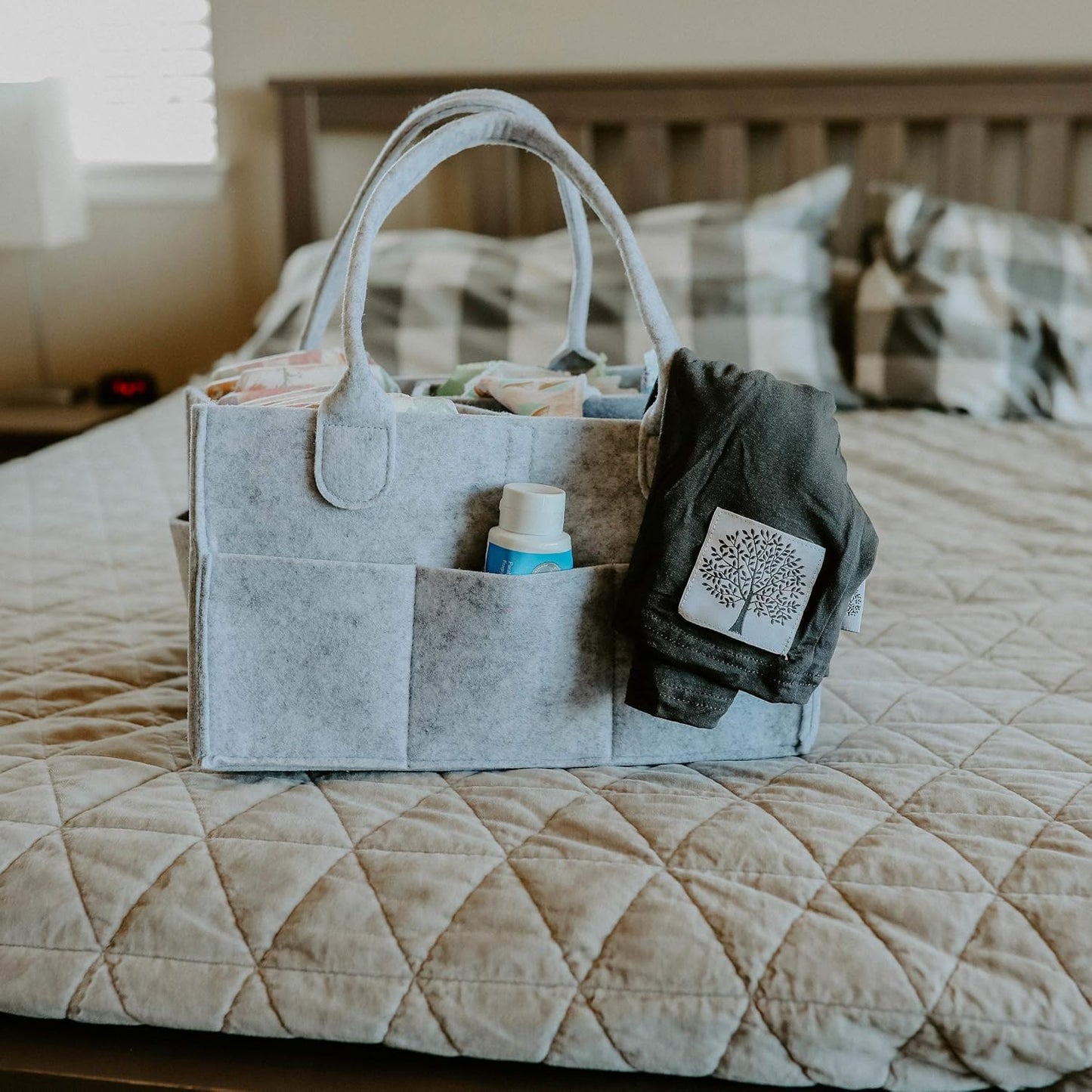 Parker Baby Diaper Caddy - Nursery Storage Bin and Car Organizer, Regular - Gray