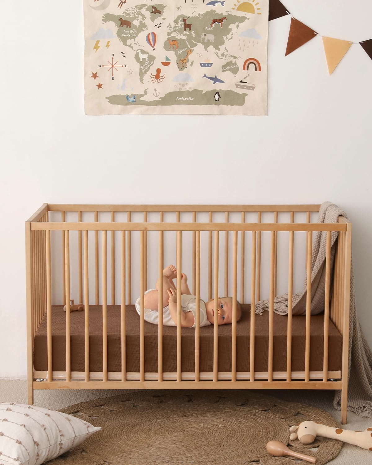 Blissful Diary Muslin Crib Sheets Boho Neutral Soft Cotton Baby  52''x28'' 2Pack