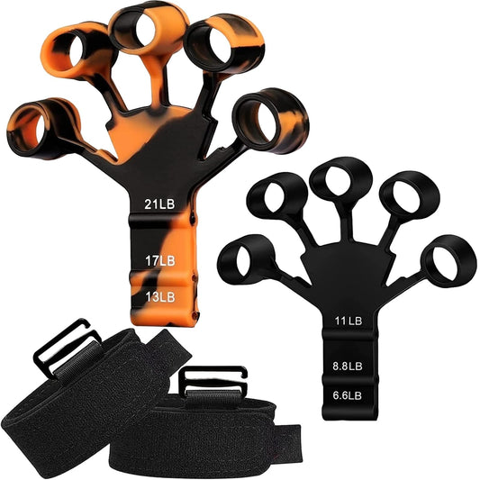 Grip Strength Trainer Finger Strengthener-Hand 6 Level Black/Orange - 2Pcs