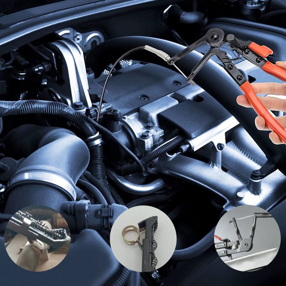 4PCS Hose Clamp Pliers, Spring Clamp Pliers, Self-Tightening Hose Clamps Remover