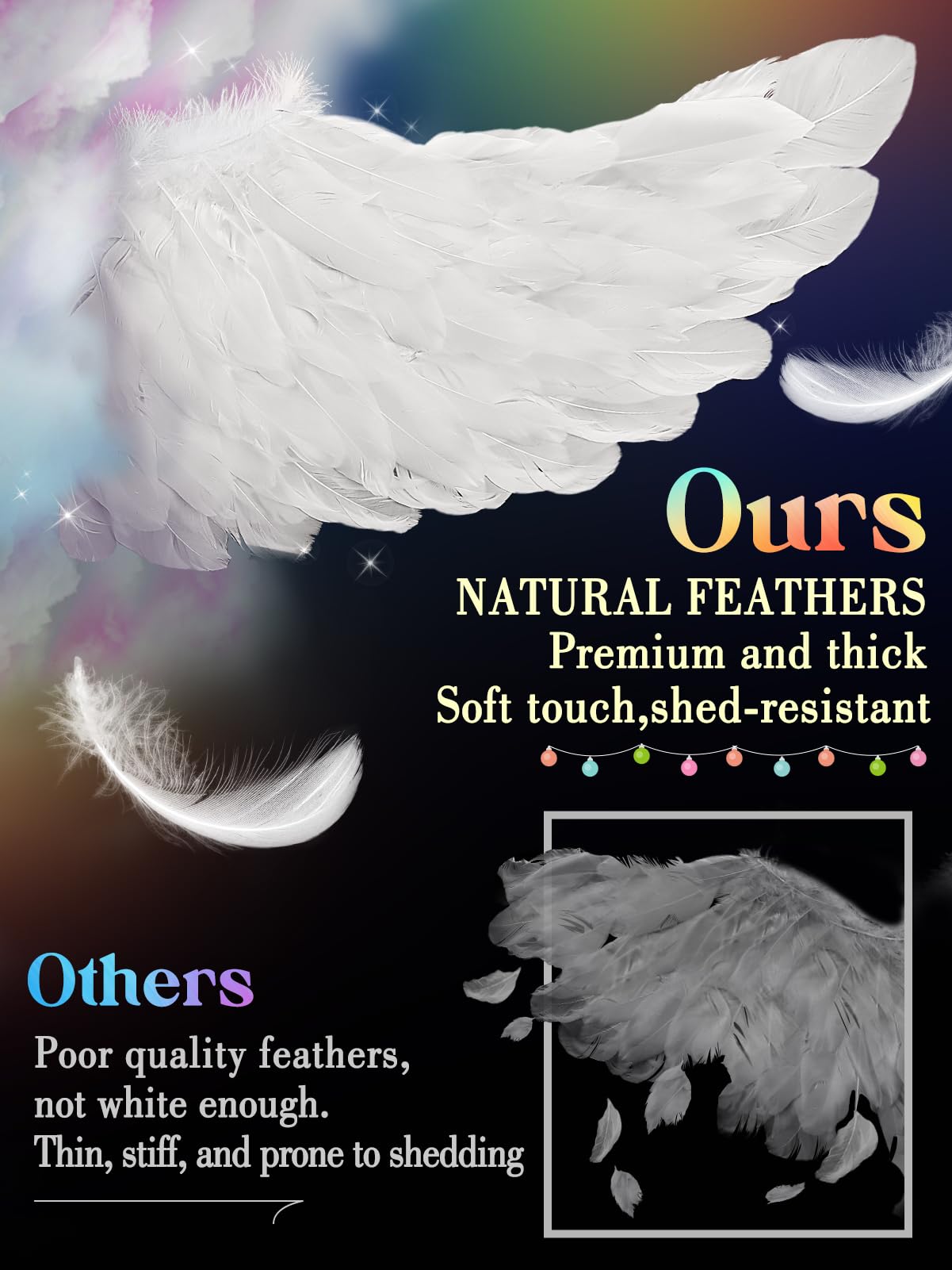 Halloween LED Angel Wings and Halo, Light Up Angel Halo White Fairy Cupid Wings