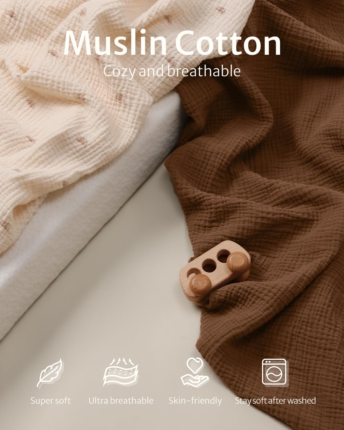 Blissful Diary Muslin Crib Sheets Boho Neutral Soft Cotton Baby  52''x28'' 2Pack