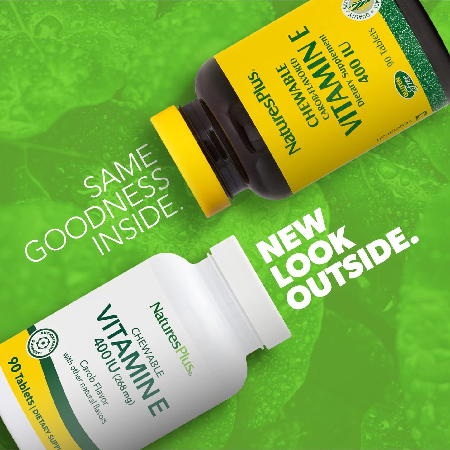 NaturesPlus Vitamin E Chewable - 400 iu, 90 Vegetarian Tablets - Carob Flavor EXP 7/2025