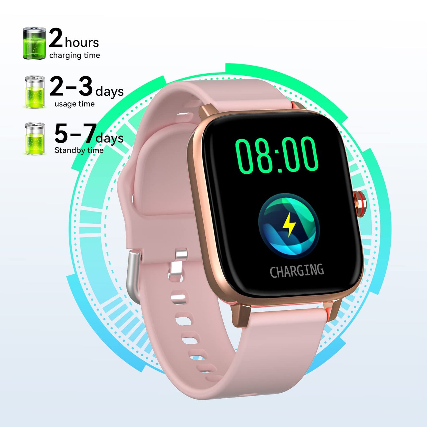 Smart Watch for Android & iOS, 1.7'' screen, Pedometer/Calories/Health/Sleep