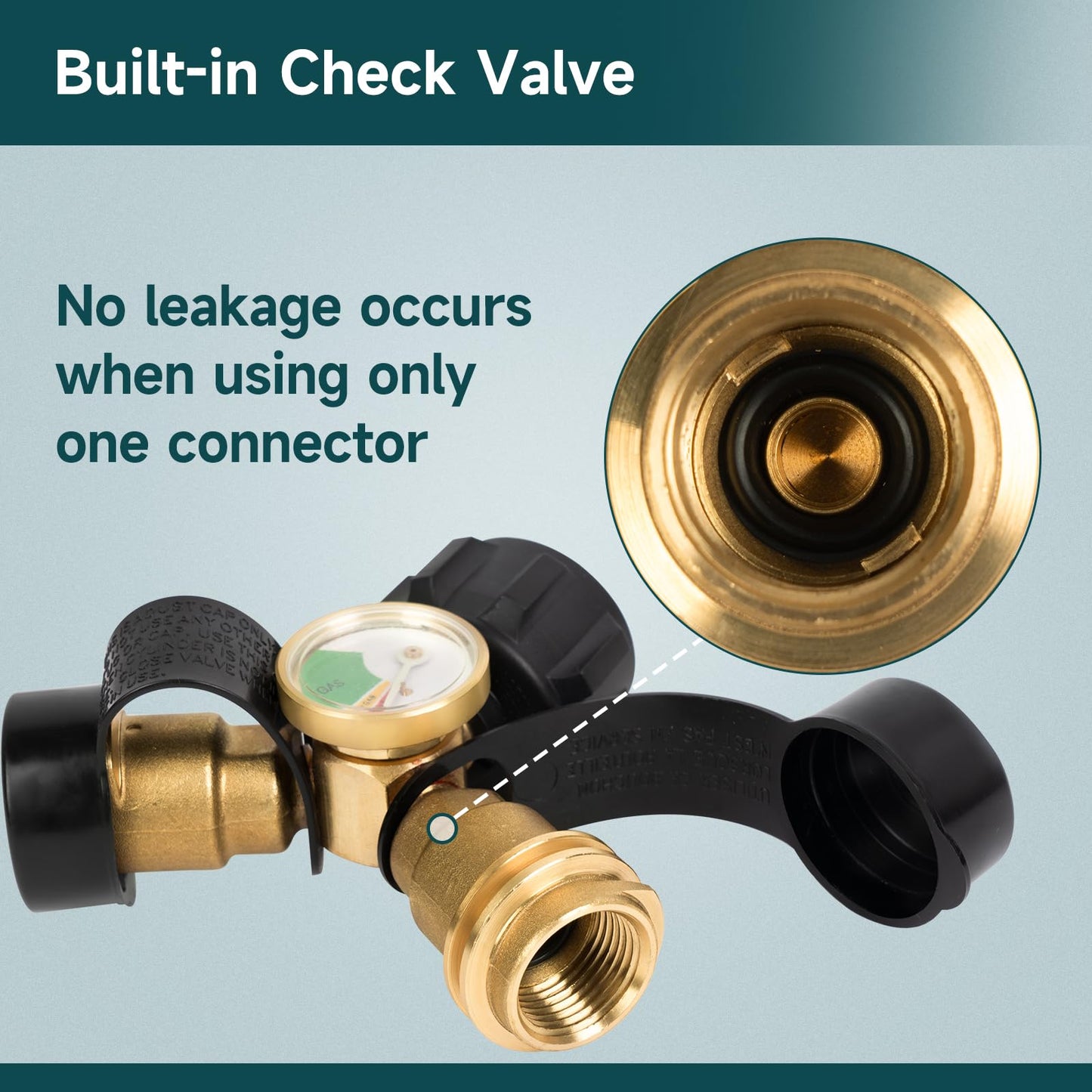 GASPRO Propane Splitter & Gauge, 2-Way for 5-20LB Tanks, Heaters, Stoves, Grills