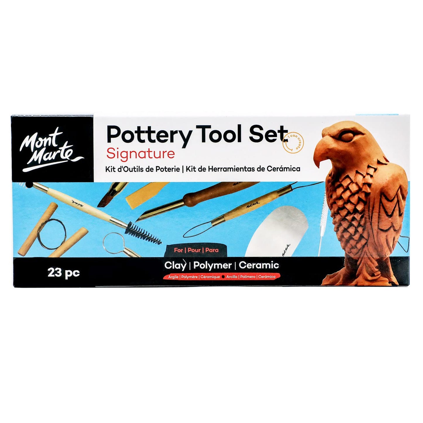 Mont Marte Pottery Tool Set Signature 23pc, Clay, Polymer, Ceramic Sculptures