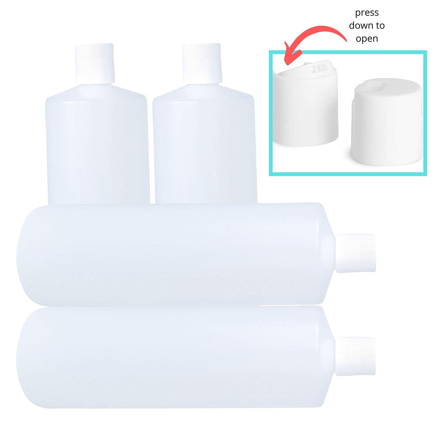 32oz  HDPE Plastic Cylinder Squeeze Bottles with Dispensing Press Disc Top Caps