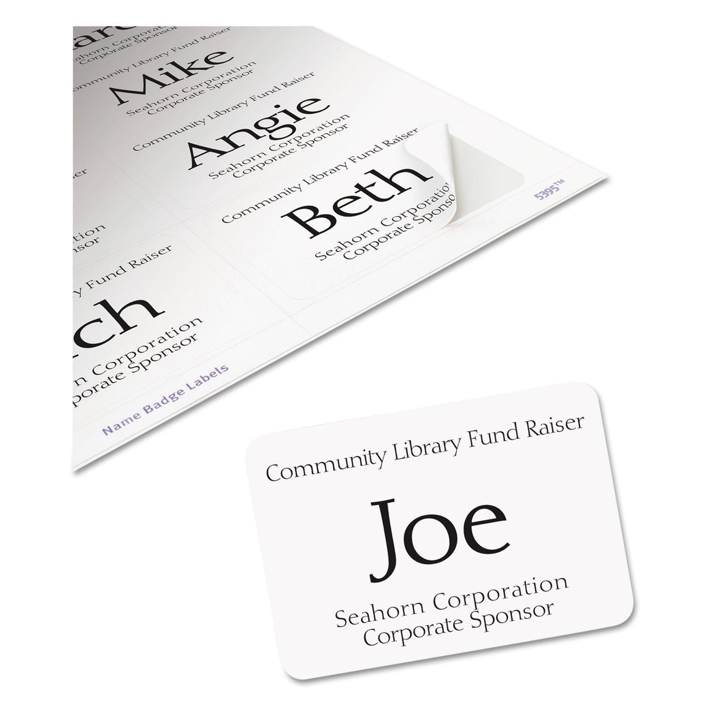 White Adhesive Name Badges - Avery 5395