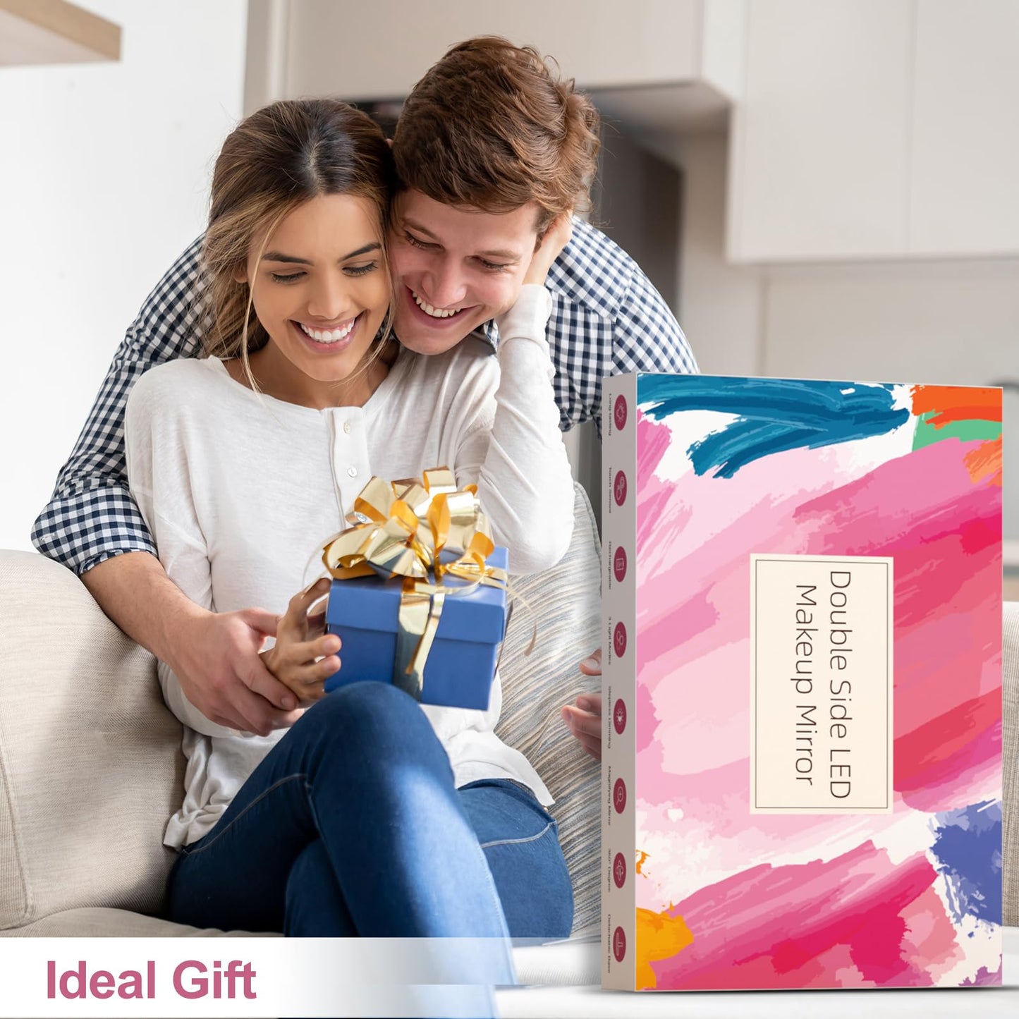 LOVESPEJO Lighted Makeup Mirror with Magnification, 8" 10X, Rechargeable Chrome