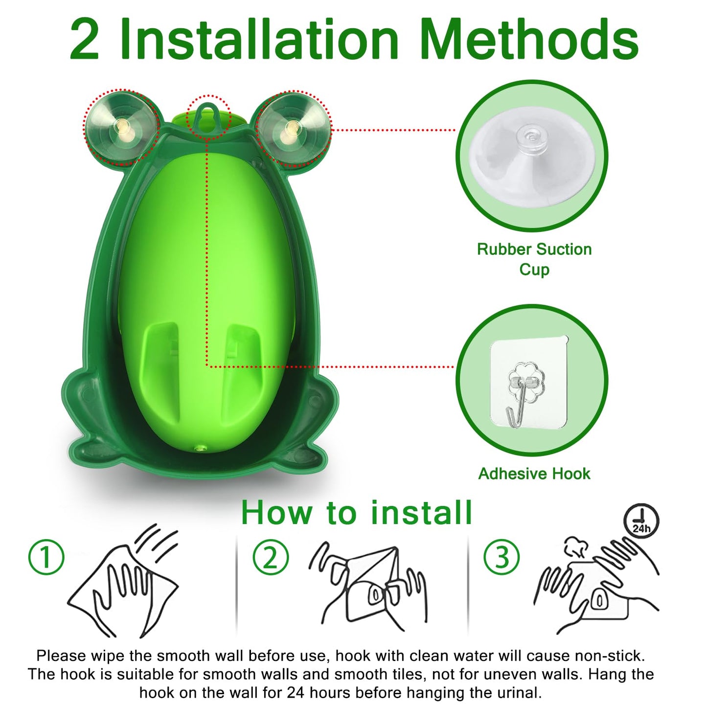 Frog Potty Training Urinal for Toddler Boys with Funny Aiming Target, (Green)