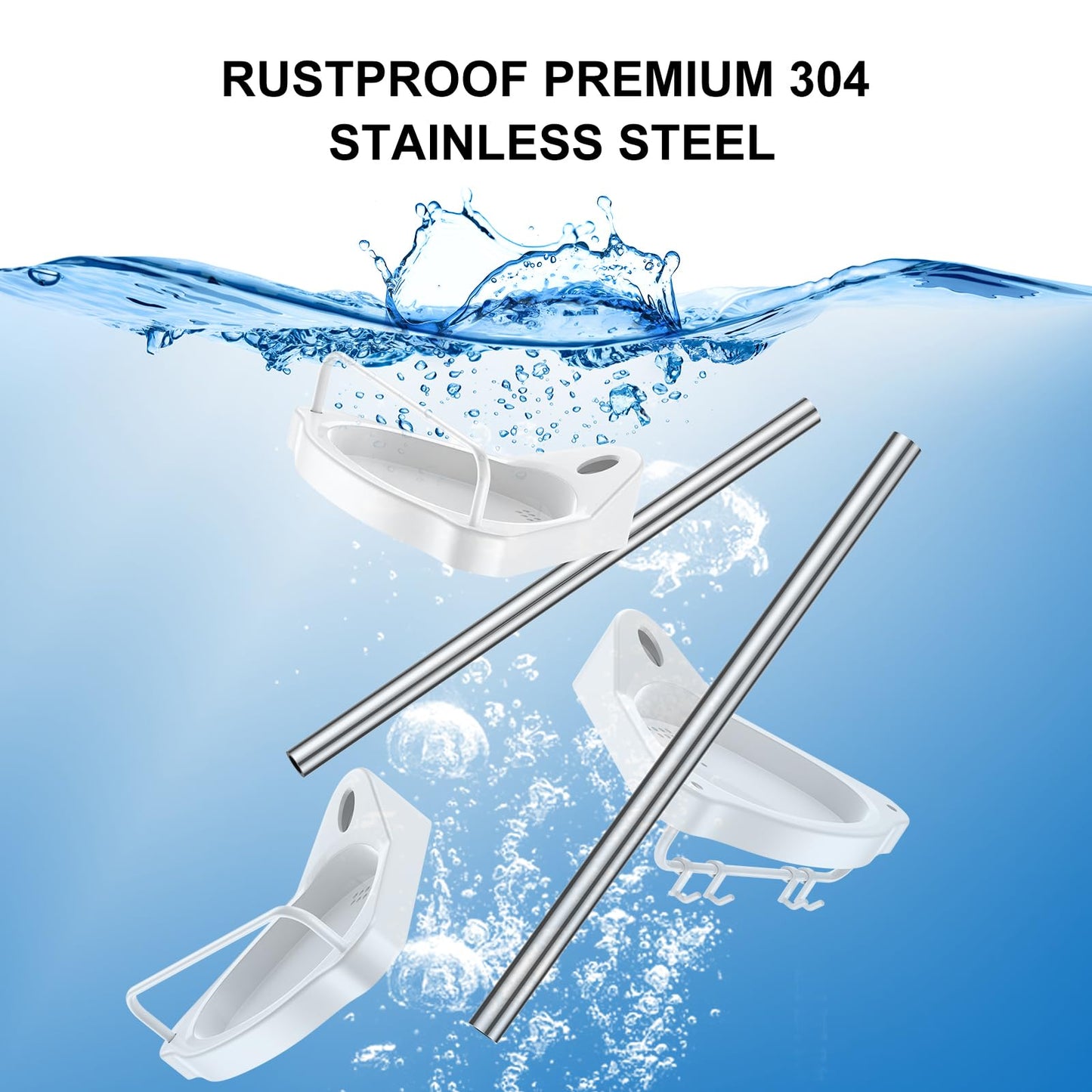 Corner Shower Tension Pole: Adjustable Stainless Steel Organizer 4 Tier Shelf