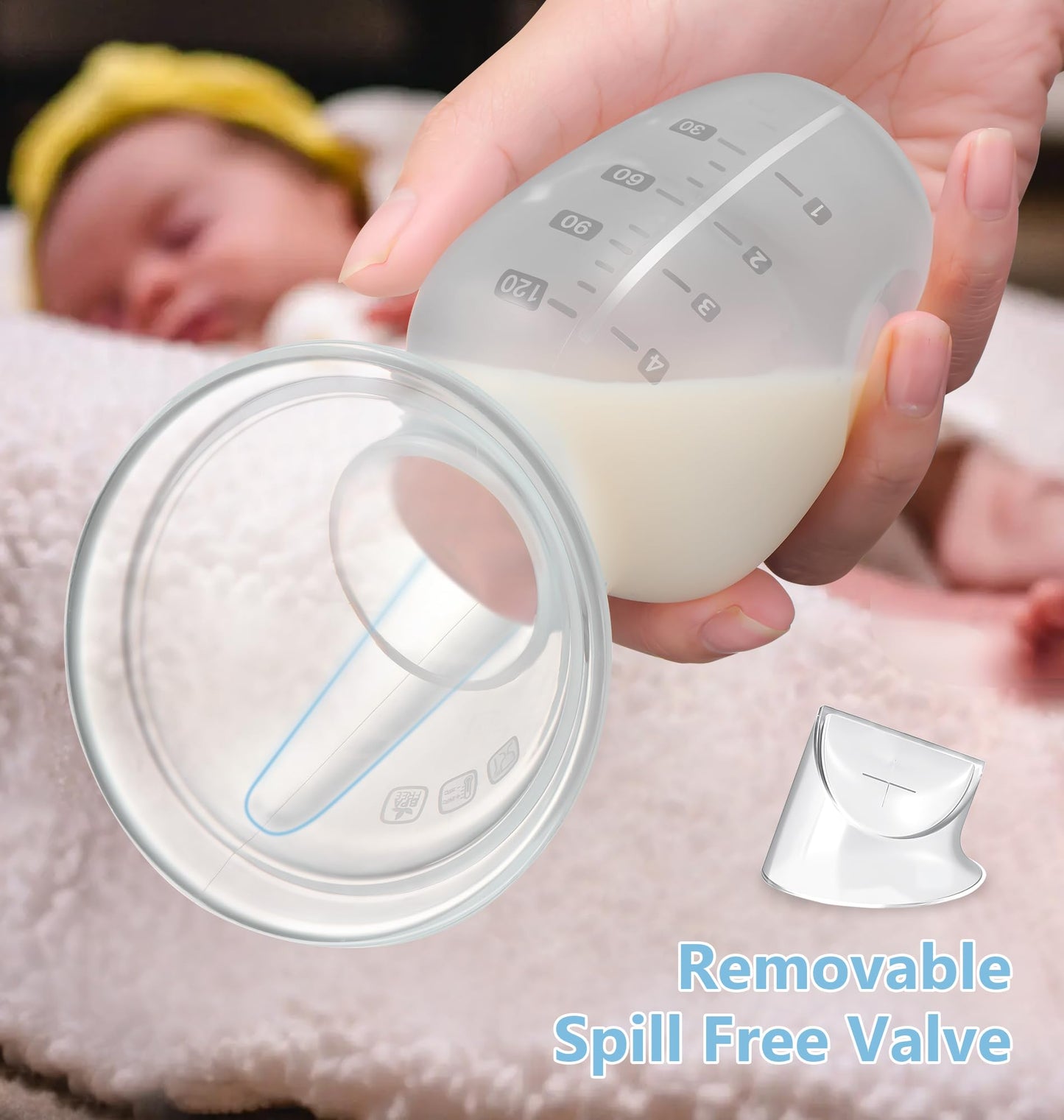 Manual Breast Pump for Breastfeeding Essentials, with Spill Free Valve,Clear,4oz