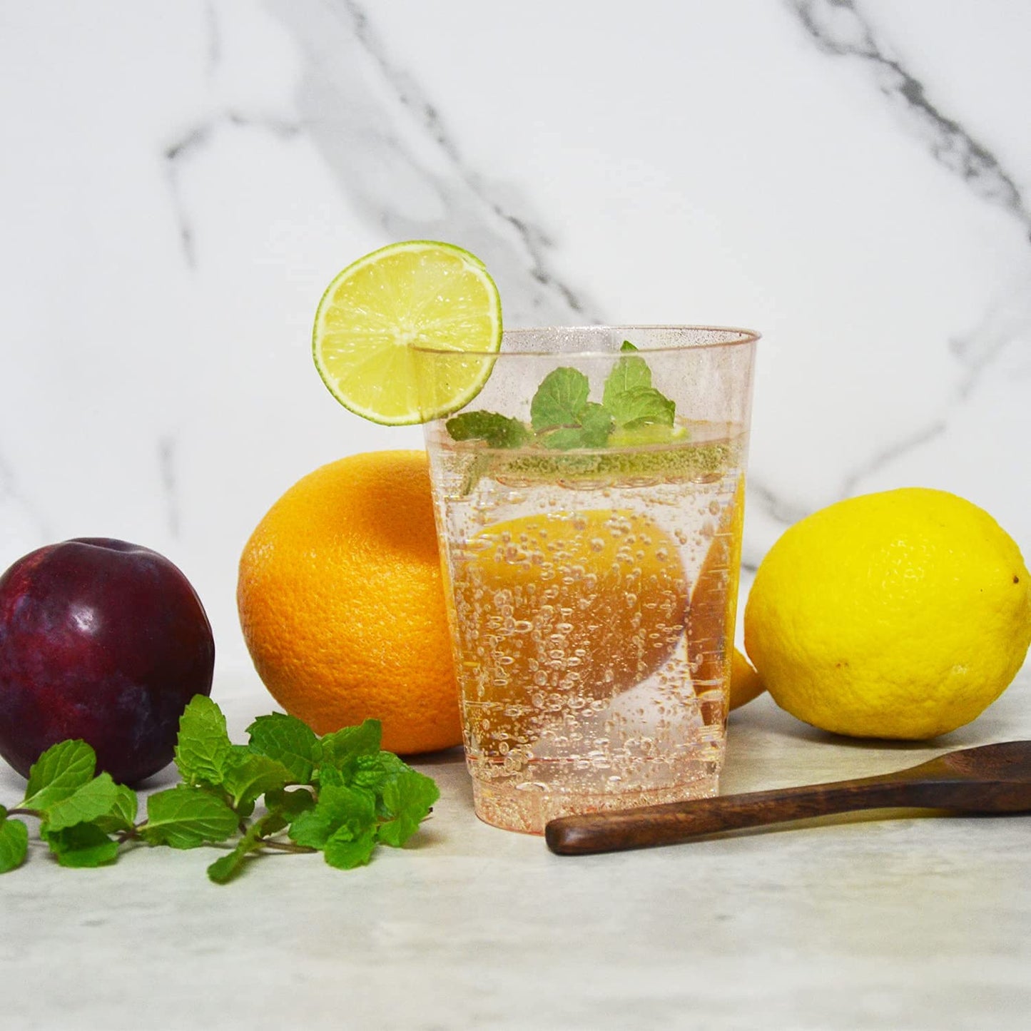 50PCS, 12 oz Rose Gold Glitter Plastic Cups,Disposable Cocktail Cups, Wine cups