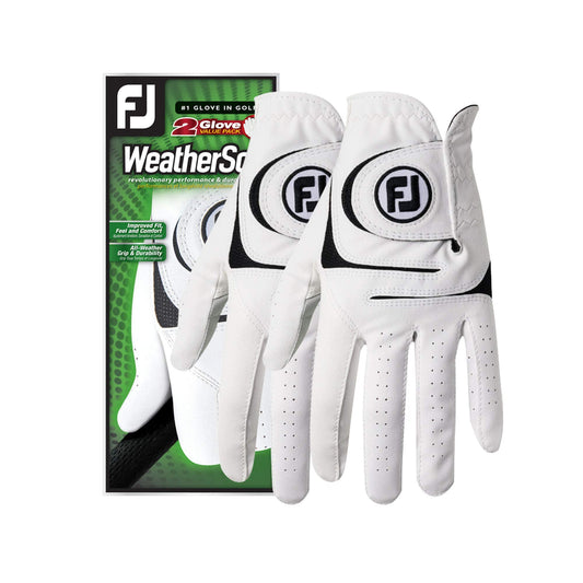 FootJoy Men's WeatherSof 2-Pack Golf Glove White Cadet Large, Worn on Left Hand