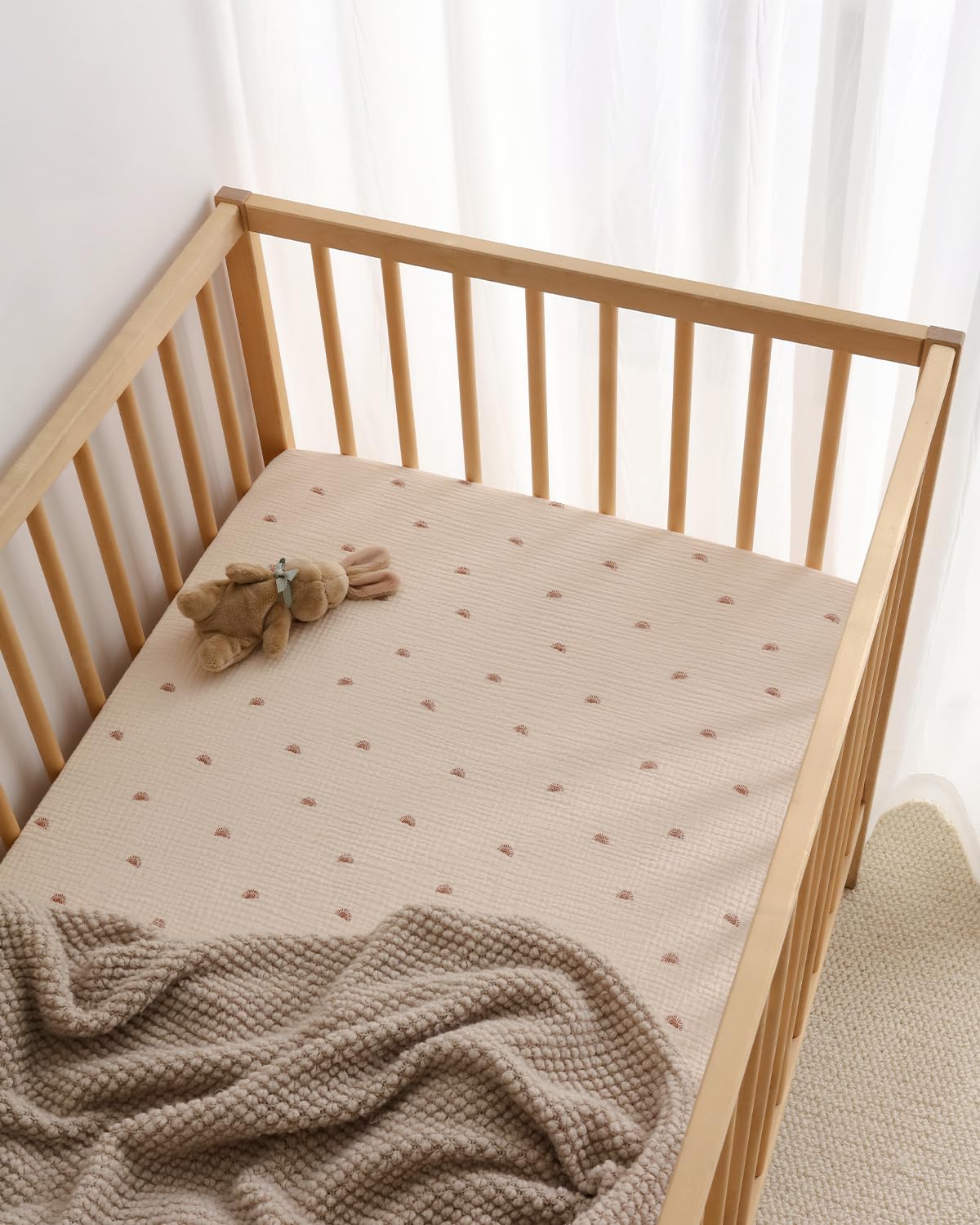 Blissful Diary Muslin Crib Sheets Boho Neutral Soft Cotton Baby  52''x28'' 2Pack