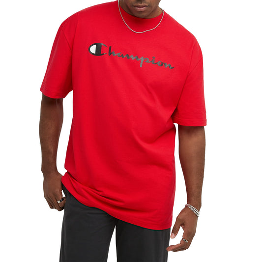 Champion mens Classic T-shirt, Classic Script T Shirt, Red, Large US