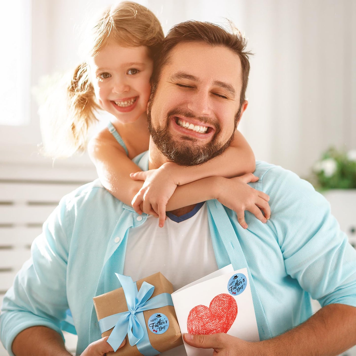 Happy Father's Day Label Stickers Roll, 500 PCS Father's Day Gift Tag, 1.5 inch